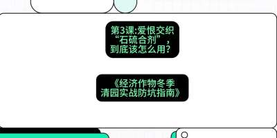 第3节：【核武药剂】爱恨交织的&ldquo;石硫合剂&rdquo;，到底该怎么用？，课程：《经济作物冬季清园&middot;实战防坑指南》#识农AI