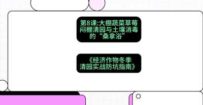 第8节：【大棚蔬菜草莓】闷棚清园与土壤消毒的&ldquo;桑拿浴&rdquo;，课程：《经济作物冬季清园&middot;实战防坑指南》#识农AI